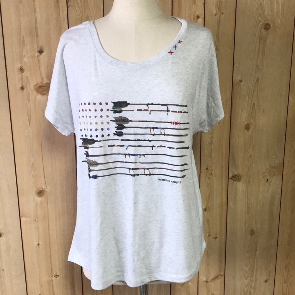 NWT Bohemian Cowgirl American flag arrow t-shirt L